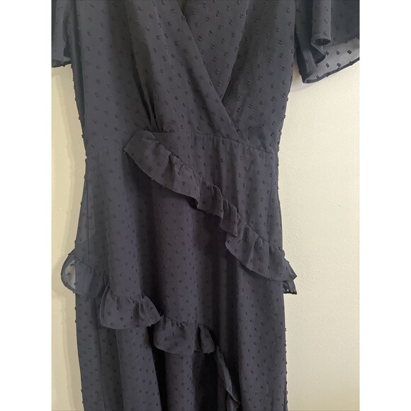 Lulus Black Swiss Dot Ruffled Midi Dress Size Xs NWT - Picture 7 of 11